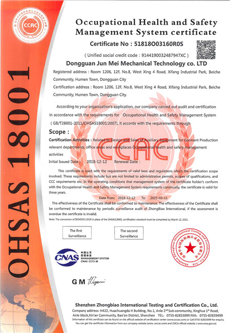 OHSAS18001证书